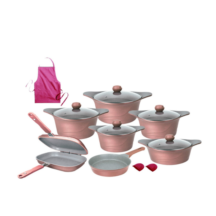 سرویس قابلمه چدن ام جی اس 16 پارچه طرح کره ای C