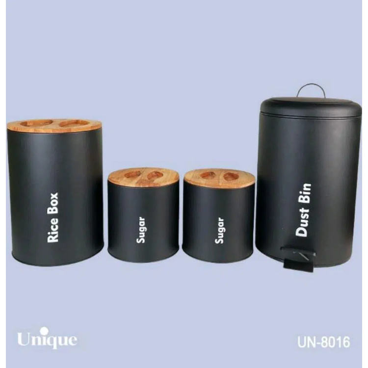 سرویس آشپزخانه 4 پارچه مشکی مات درب بامبو یونیک کد UN-8016
