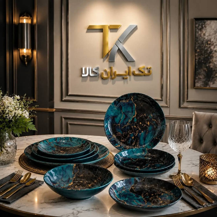 سرویس 6 نفره 25 پارچه طرح مورانو آبی ارکوفام