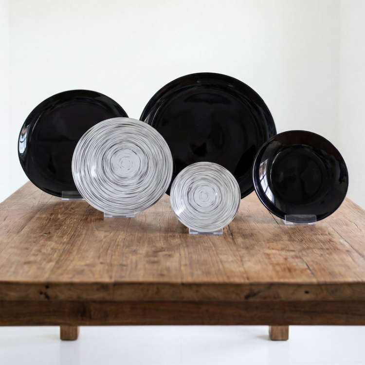 سرویس 6 نفره  ارکوفام 25 پارچه ترکیبی رنگ مشکی (Black Color)
