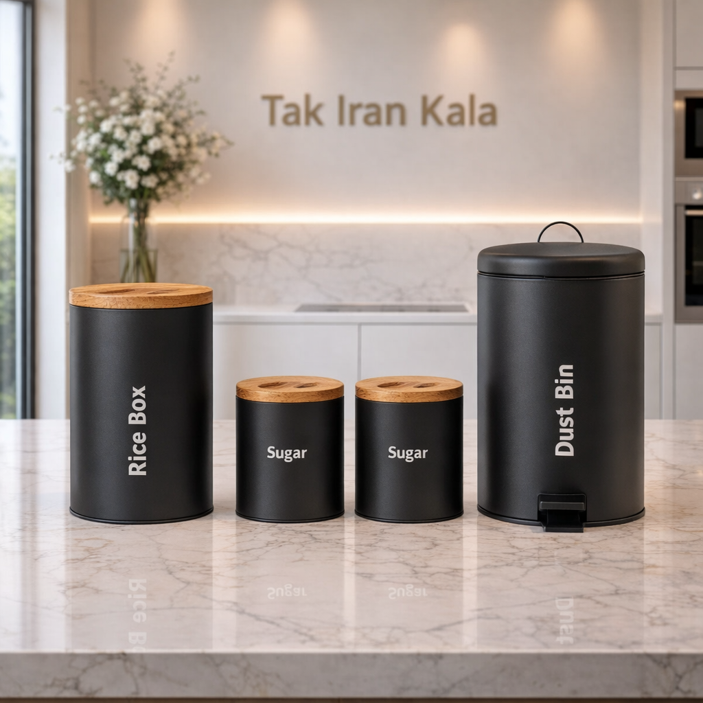 سرویس آشپزخانه 4 پارچه درب بامبو یونیک کد UN-8016