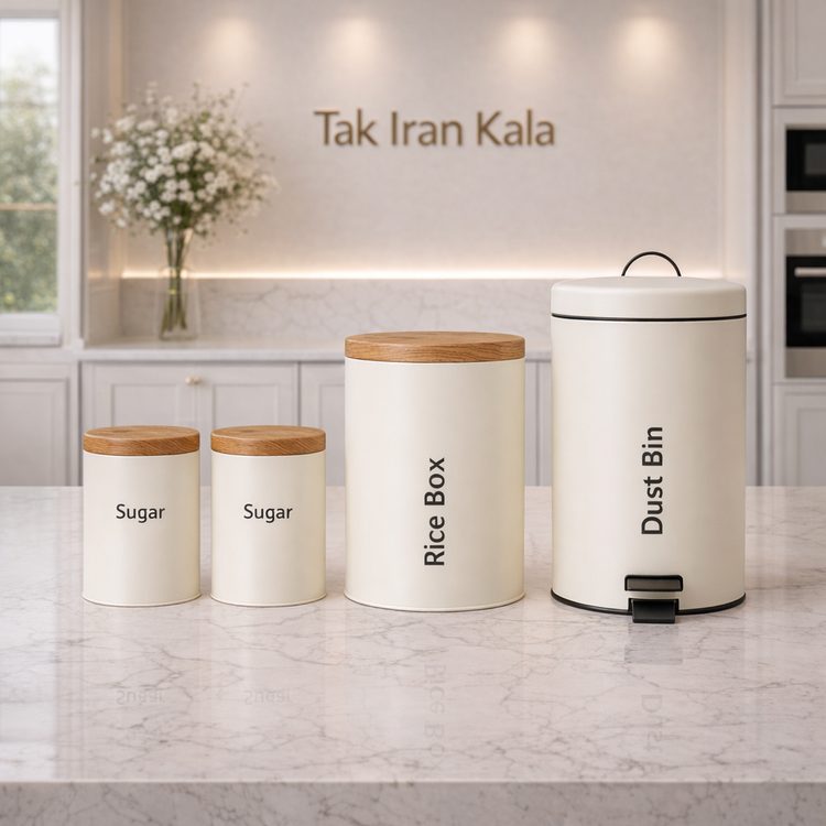 سرویس آشپزخانه 4 پارچه درب بامبو یونیک کد UN-8016