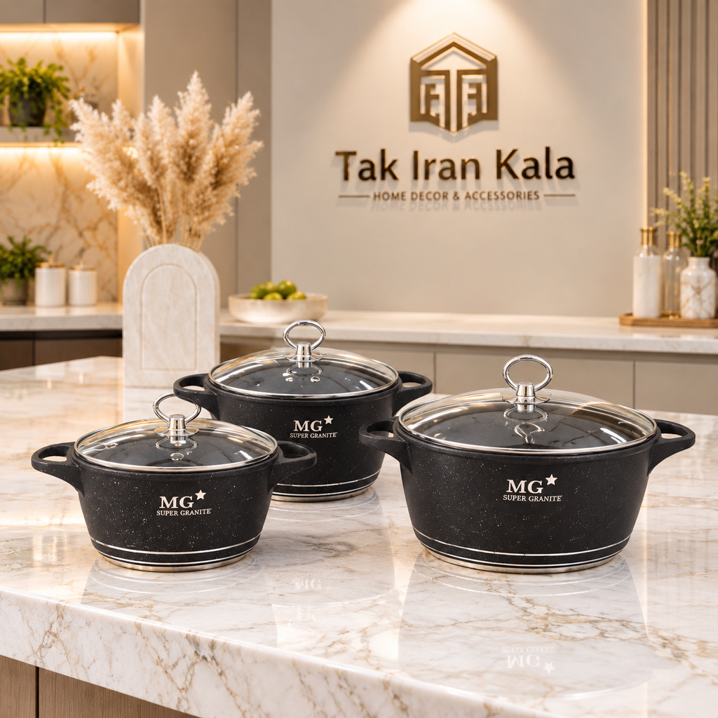 سرویس قابلمه چدن گرانیت 8 پارچه M.J