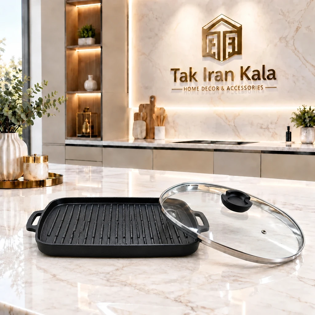 تابه گریل چدن گرانیت مربع سایز 28  M.J